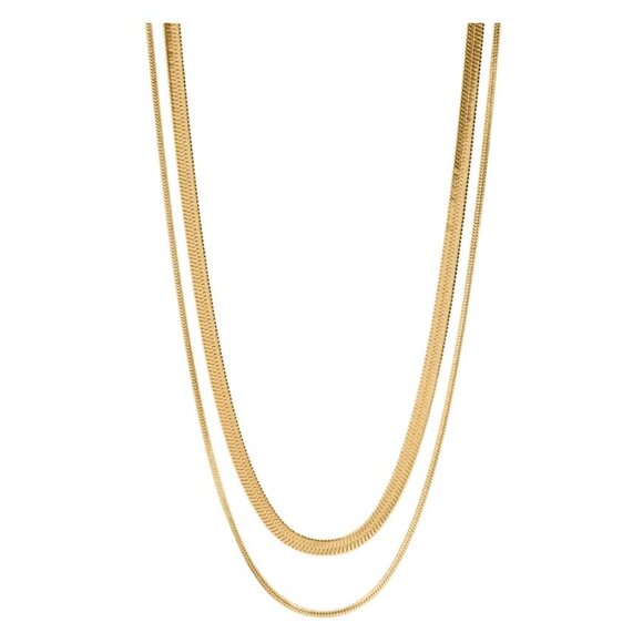 18K Gold Layered Herringbone Necklace – PVD , Hypoallergenic, Water & Tarnish-Re - Picture 1 of 2